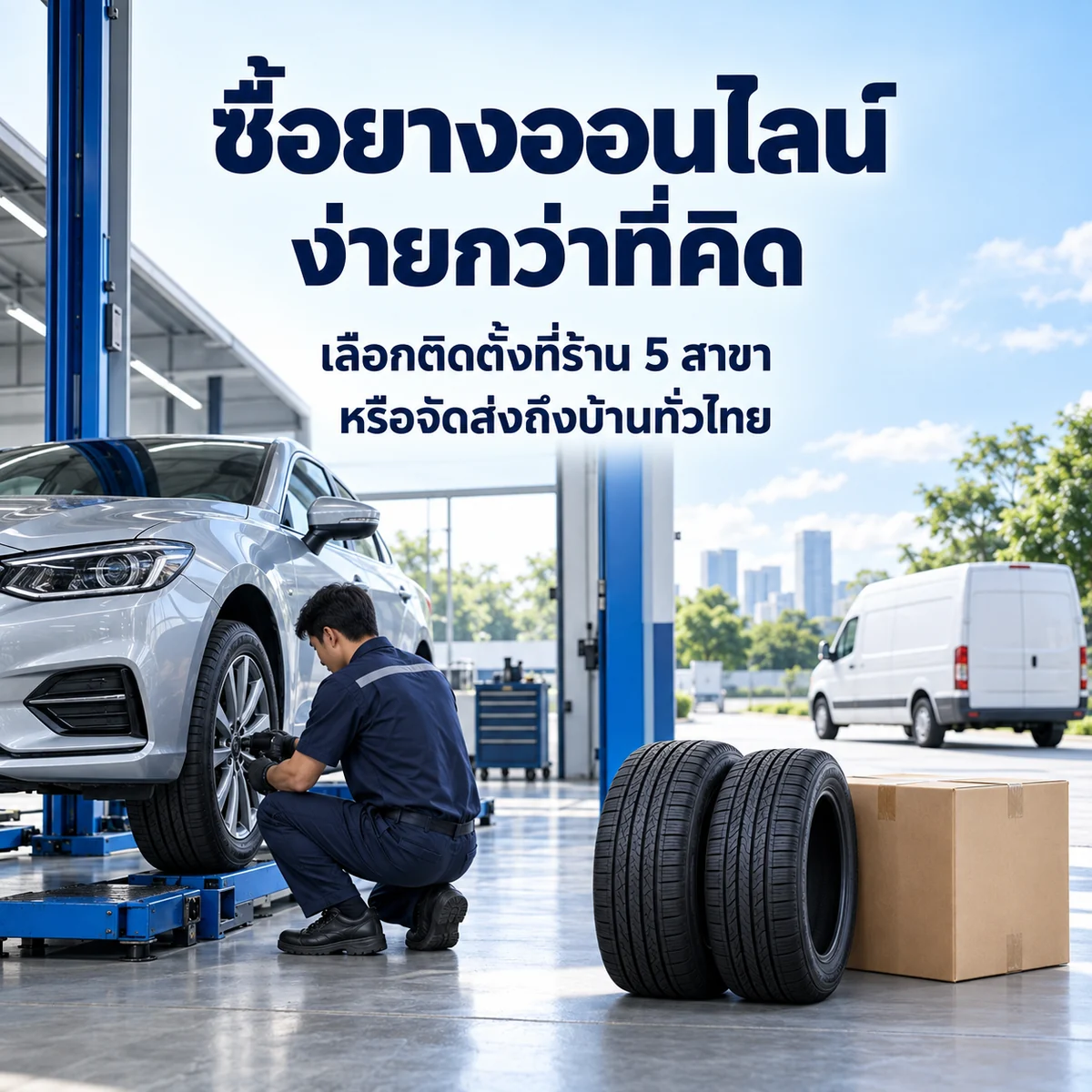 Buy tires online at Subphaisal — install at 5 stores or ship anywhere in Thailand